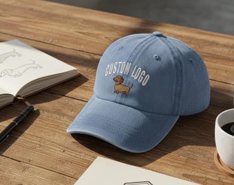 Custom Embroidered Logo Hat - Personalized Business Branding or Text Baseball Cap - Unisex Cotton