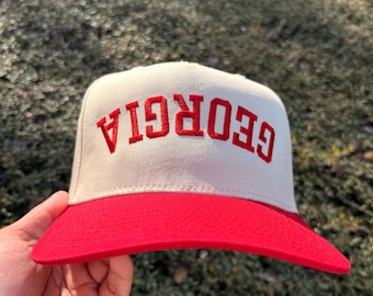 Custom Embroidered Trucker Hat, Upside Down Arc Text, Personalized Cap