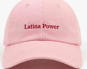 Latina Power Embroidered Pink Hat, Adjustable Dad style hat