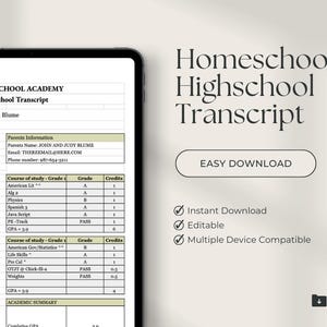 Transcript template printable homeschool