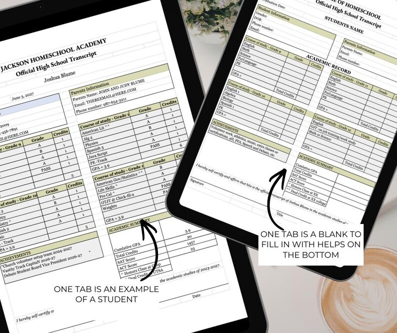 Minimalist High School Transcript PDF