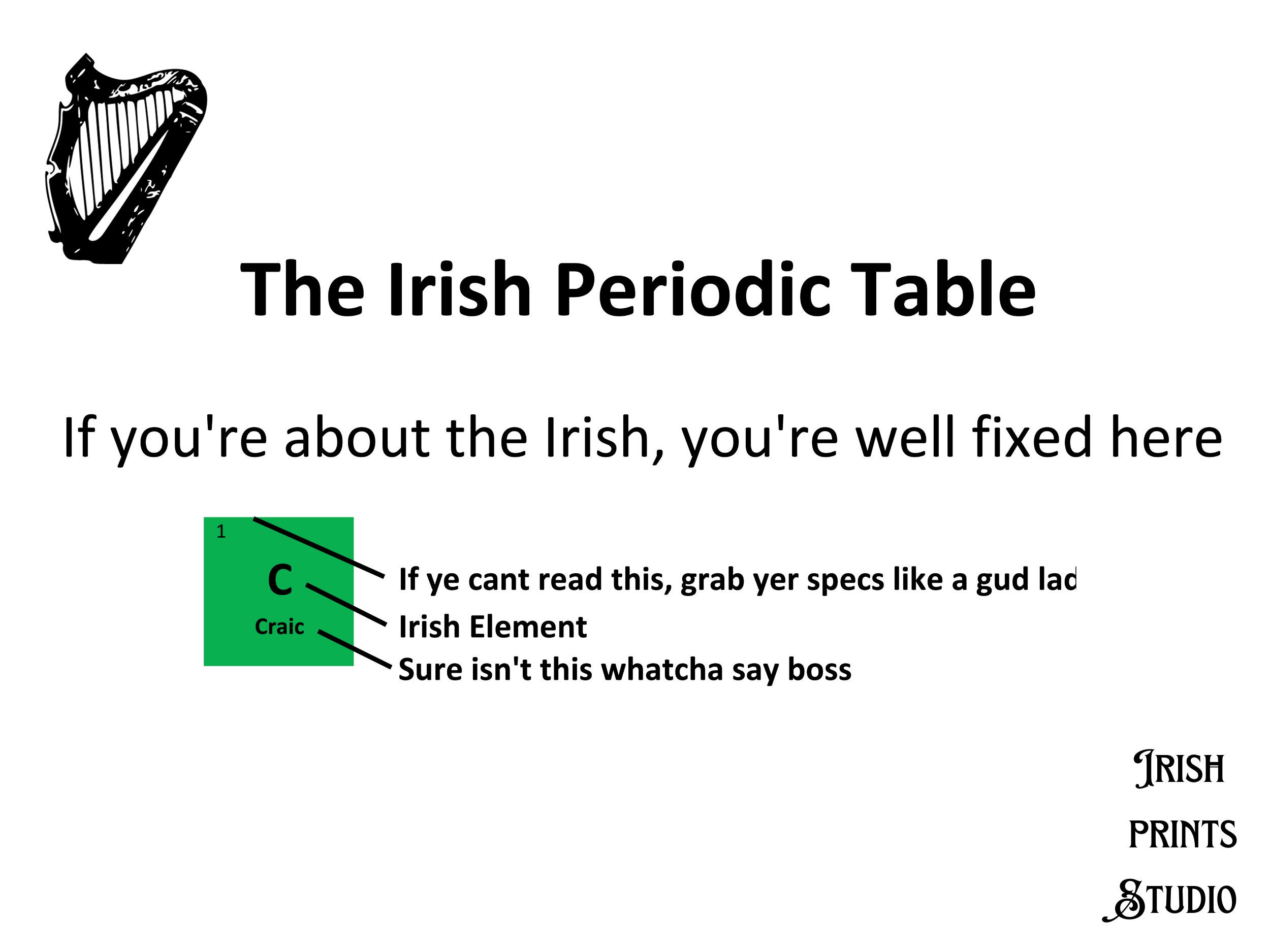 The Irish Periodic Table, Irish Edition 53 Funny Irish Words Ireland