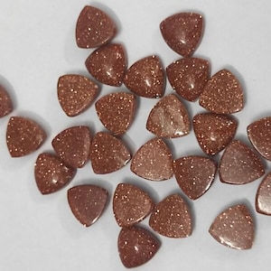Natural Brown Goldstone Trillion Gemstone, Goldstone Cabochon Lot, Semi Precious Cabochon, Calibrated Loose Stone