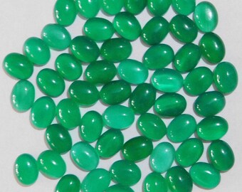 Lot de cabochons en onyx vert : pierre semi-précieuse ovale 9 x 11 mm