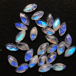 5x10mm Natural Rainbow Moonstone Cabochon, Moonstone Marquise Lot, Semi Precious Gemstone, CALIBRATED Loose Stone
