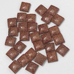 Natural Brown Goldstone Square Gemstone, Goldstone Cabochon Lot, Semi Precious Cabochon, Calibrated Loose Stone