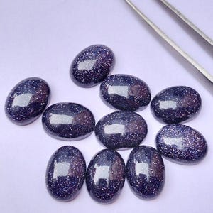 Synthetic Blue Goldstone Oval Gemstone, Goldstone Cabochon Lot, Semi Precious Cabochon, Calibrated Loose Stone