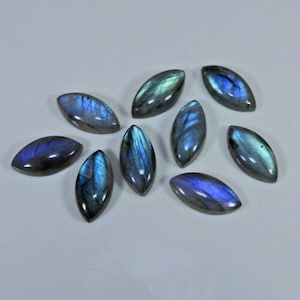Cabujón de labradorita natural marquesa de 6 x 12 mm, cabujón de piedra suelta de labradorita calibrado, lote de cabujones de piedras preciosas semipreciosas