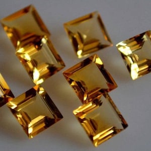 5mm AAA Quality Natural Citrine Square Faceted, Calibrated Citrine Loose Stone Cut, Semi Precious Gemstone Cut