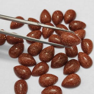 Natural Brown Goldstone Pear Gemstone, Goldstone Cabochon Lot, Semi Precious Cabochon, Calibrated Loose Stone
