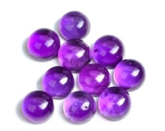 10mm Natural Amethyst Cabochon, Semi Precious Gemstone, Calibrated Round Shape Cabochon Lot