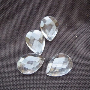 Natural Crystal Quartz Checker Cut,10x14MM Pear Gemstone Cut Lot, Semi Precious Cut, CALIBRATED Loose Stone