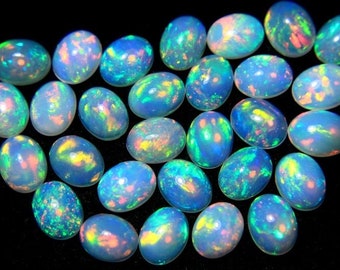 5x7mm Oval Natural Ethiopian Opal Gemstone Cabochon, CALIBRATED Oval Welo Opal Loose Stone, Semi Precious Lot