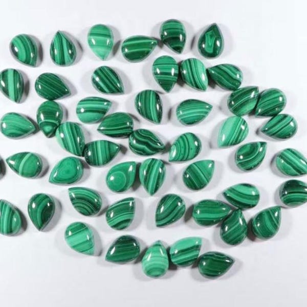 7 x 10 mm Naturalny malachitowy kaboszon gruszkowy, kalibrowany luźny kaboszon z kamieniem półszlachetnym