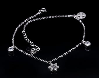 Tobillera con dije de plata esterlina, delicada pulsera de tobillo para mujer