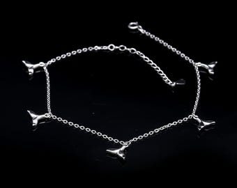 Tobillera con dije de cola de ballena de plata – Joyería corporal con forma de estrella de sirena