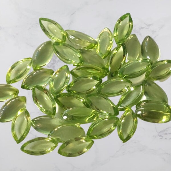 4x8mm Natural Peridot Cabochon, CALIBRATED Marquise Loose Stone, Semi Precious Gemstone Cabochon