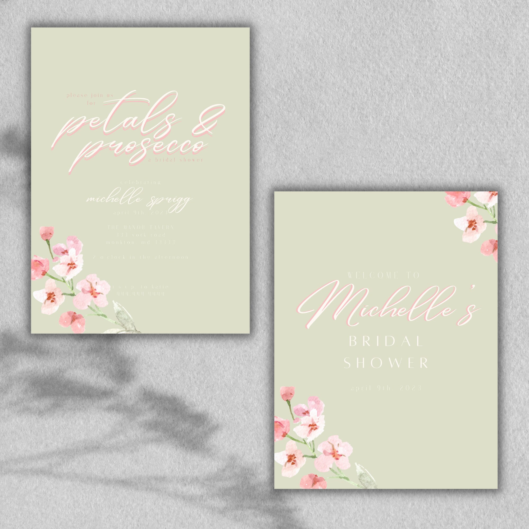 Petals Prosecco Invitation and Welcome Sign Classy Bride Elegant Bridal Shower Invite Simple Shower Party Neutral Bride
