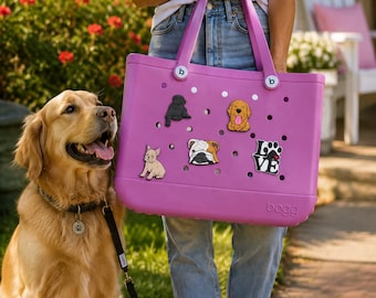 Dog Breed Bogg Bag Charms, Black Lab, Bulldog, French Bulldog & Golden Retriever