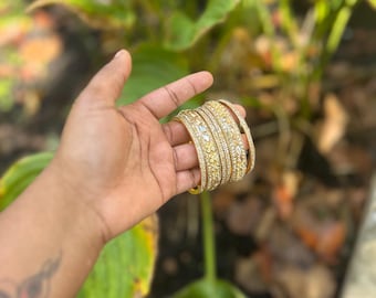 Golden Hour Bangle Stack | Luxury Gold Rhinestone Bangles