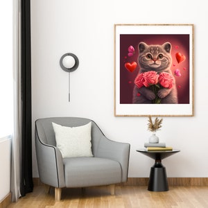 Lovely cat Valentine&#39;s day Digital Print