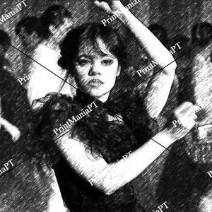 Wednesday dance scene sketch digital print