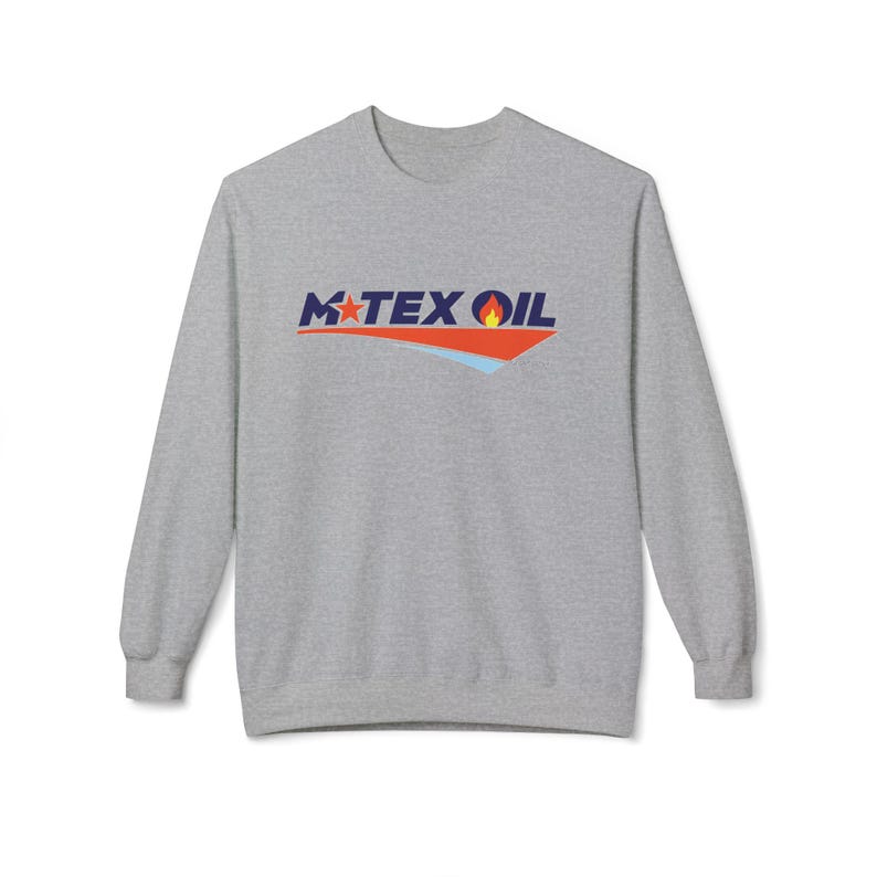 Oil Crew Unisex Sweatshirt - M-Tex Oil Company, Similar to TV Series Landman Patch Design, Gift for Oil Workers, Midweight Fleece Crewneck image 3