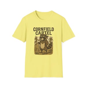 T-shirt souple unisexe Cornfield Cartel, t-shirt drôle de raton laveur, chemise Harvest Vibes, cadeau pour les agriculteurs, mode automne, tenue décontractée
