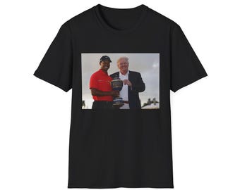 Vintage Golf Photography Unisex T-Shirt, Iconic Golf Shots, Retro Style Tee, Casual Wear, Masters 2019, Donald Trump and Tiger Woods
