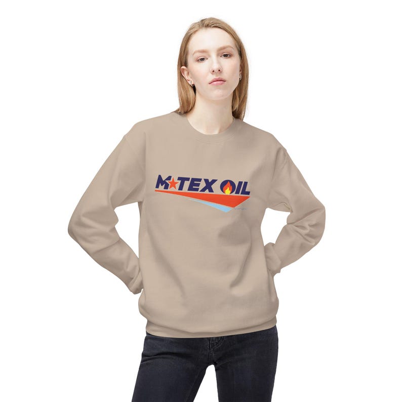 Oil Crew Unisex Sweatshirt - M-Tex Oil Company, Similar to TV Series Landman Patch Design, Gift for Oil Workers, Midweight Fleece Crewneck image 5