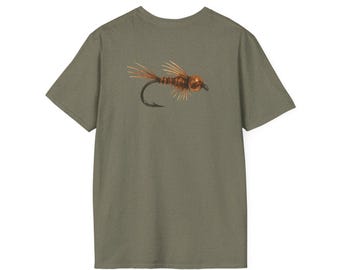 Pheasant Tail Nymph Artwork T-Shirt, Fly Fishing Trout Fisherman Outdoors Drift Boat Smoky Mountains, Unisex Tee Shirt, Nature Lover Gift,