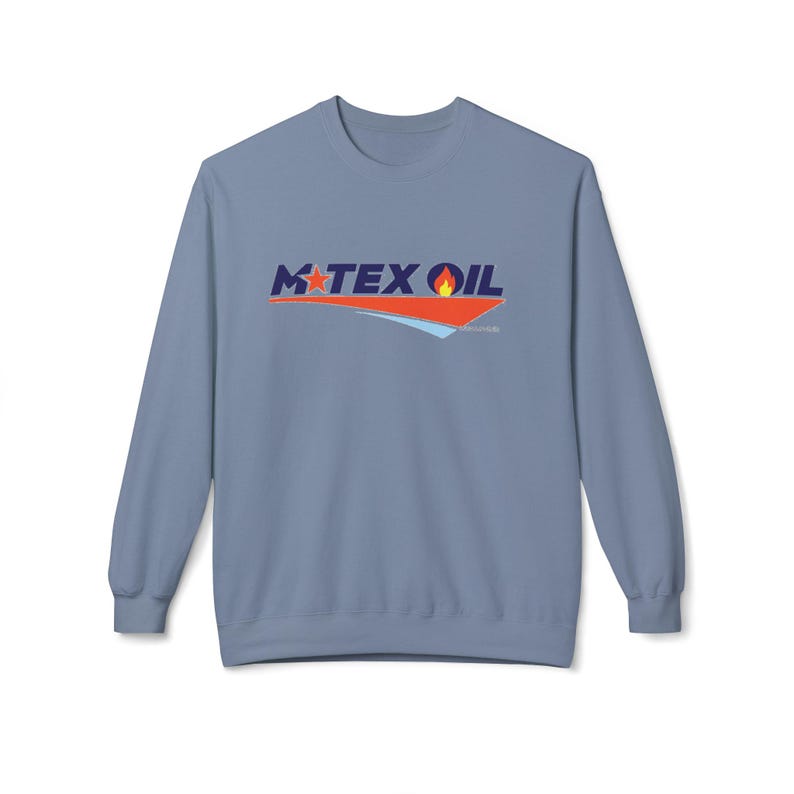 Oil Crew Unisex Sweatshirt - M-Tex Oil Company, Similar to TV Series Landman Patch Design, Gift for Oil Workers, Midweight Fleece Crewneck image 4