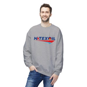 Oil Crew Unisex Sweatshirt - M-Tex Oil Company, Similar to TV Series Landman Patch Design, Gift for Oil Workers, Midweight Fleece Crewneck image 9