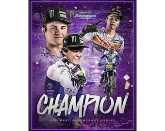 Supercross Champion Matte Vertical Poster, Haiden Deegan, Yamaha, West Champ 2025 - Gift for Supercross Fans, Wall Art Decor