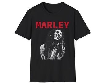 マーリー・ミュージックTシャツ - ボブ・ミュージック、ラスタ・スタイル、ワン・ラブ、レゲエ・ファン・シャツ
