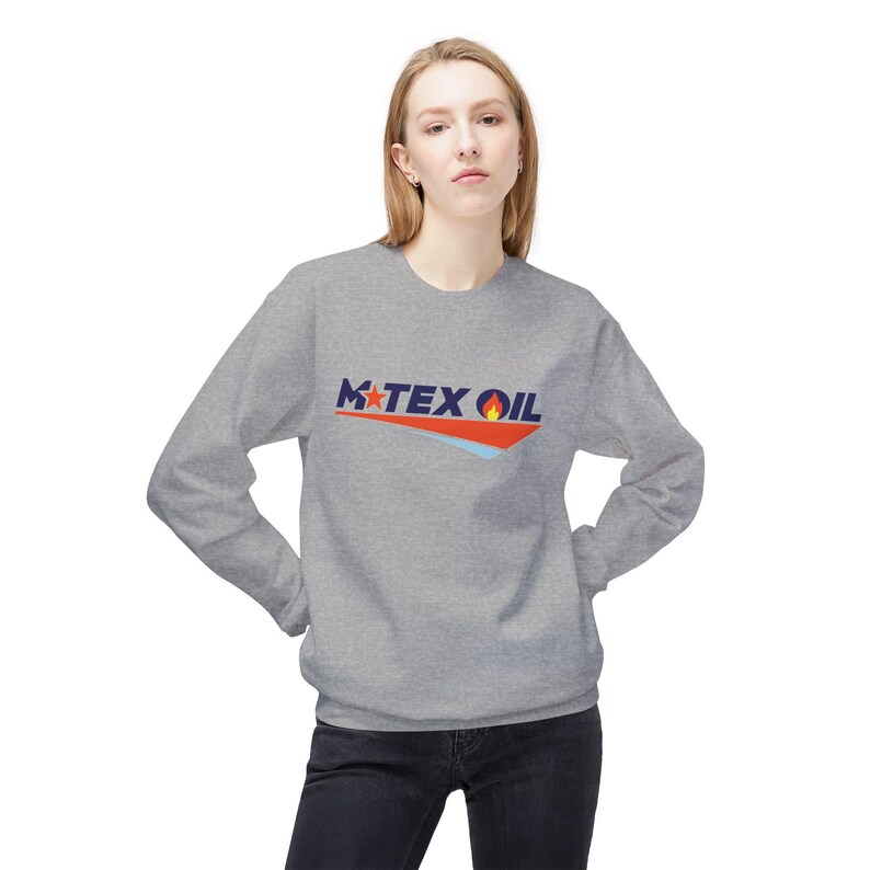 Oil Crew Unisex Sweatshirt - M-Tex Oil Company, Similar to TV Series Landman Patch Design, Gift for Oil Workers, Midweight Fleece Crewneck image 6
