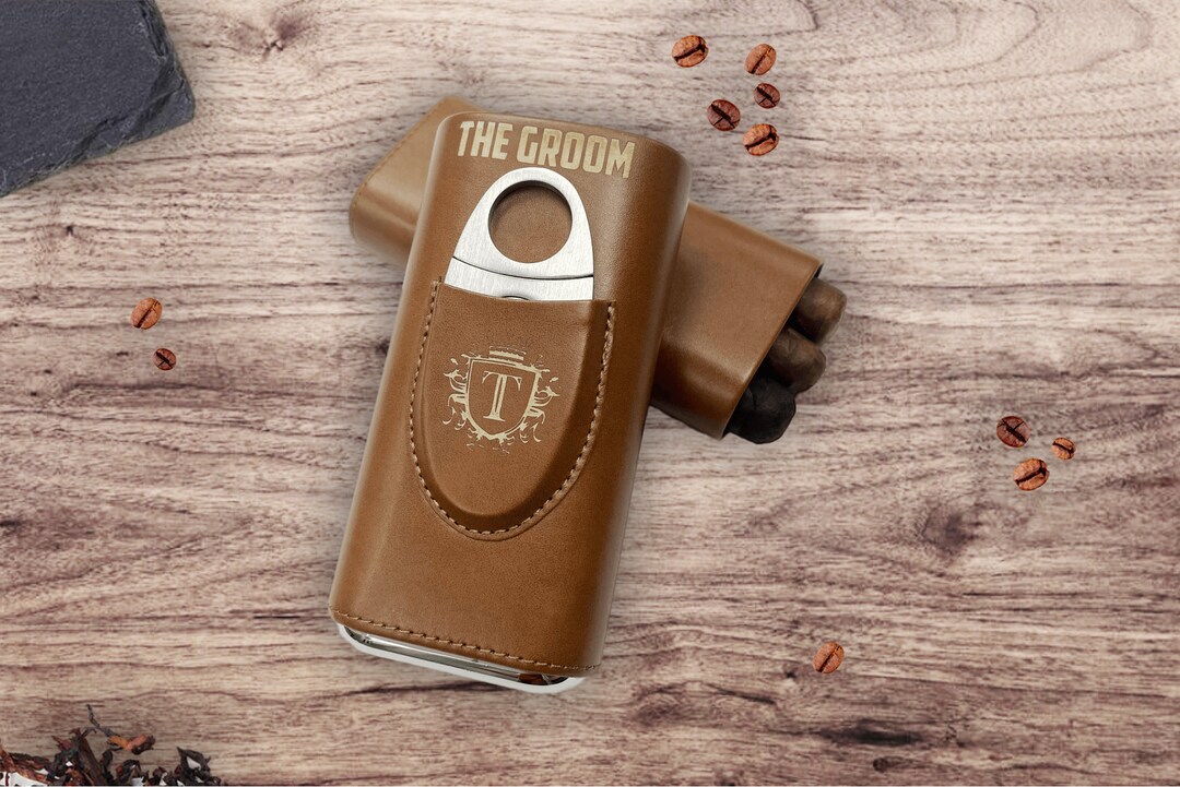 Engraved Leather Cigar Travel Case, Valentine's Day for Him, Groomsmen ...