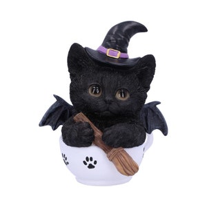 Kit-tea Novelty Tea Cup Witch Cat Figurine 11.5cm