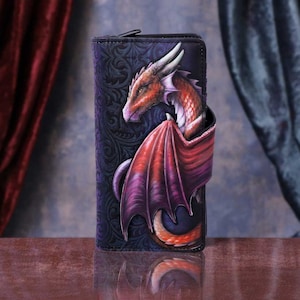 Take Flight Flying Gold Dragon Embossed Purse Red Wallet