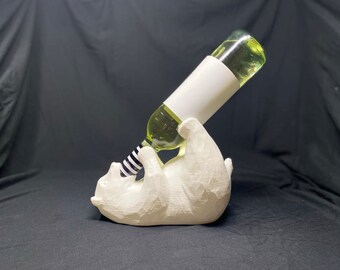 3D Printed Bear Guzzler Wine Holder for 750ml Bottles Paintable
