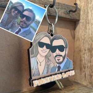 Custom Keychain Photo for Couples, Wood Keychain, Family Gifts, Personalized Keychains with Name, Funny Key Chain
