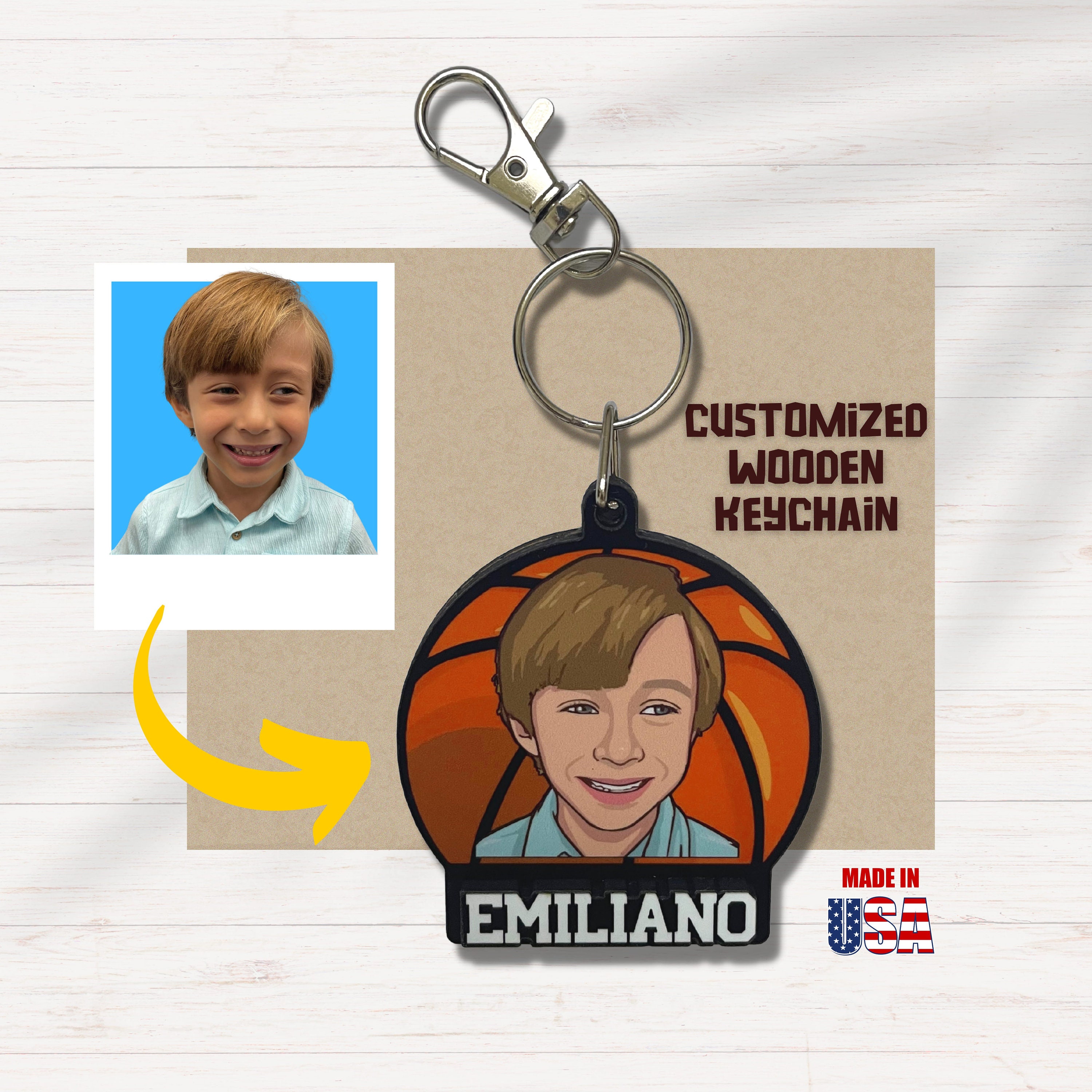 Baseball Keychain for Boys, Girls, Custom Photo Keychain with Name, Baseball Party Favors Gifts