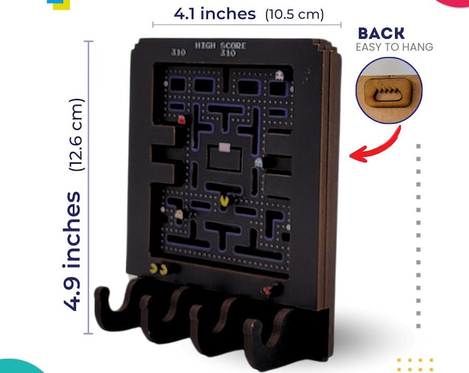 Pac-man Key Holder - Retro Arcade Game Wall Organizer - 3D Laser Cut ...