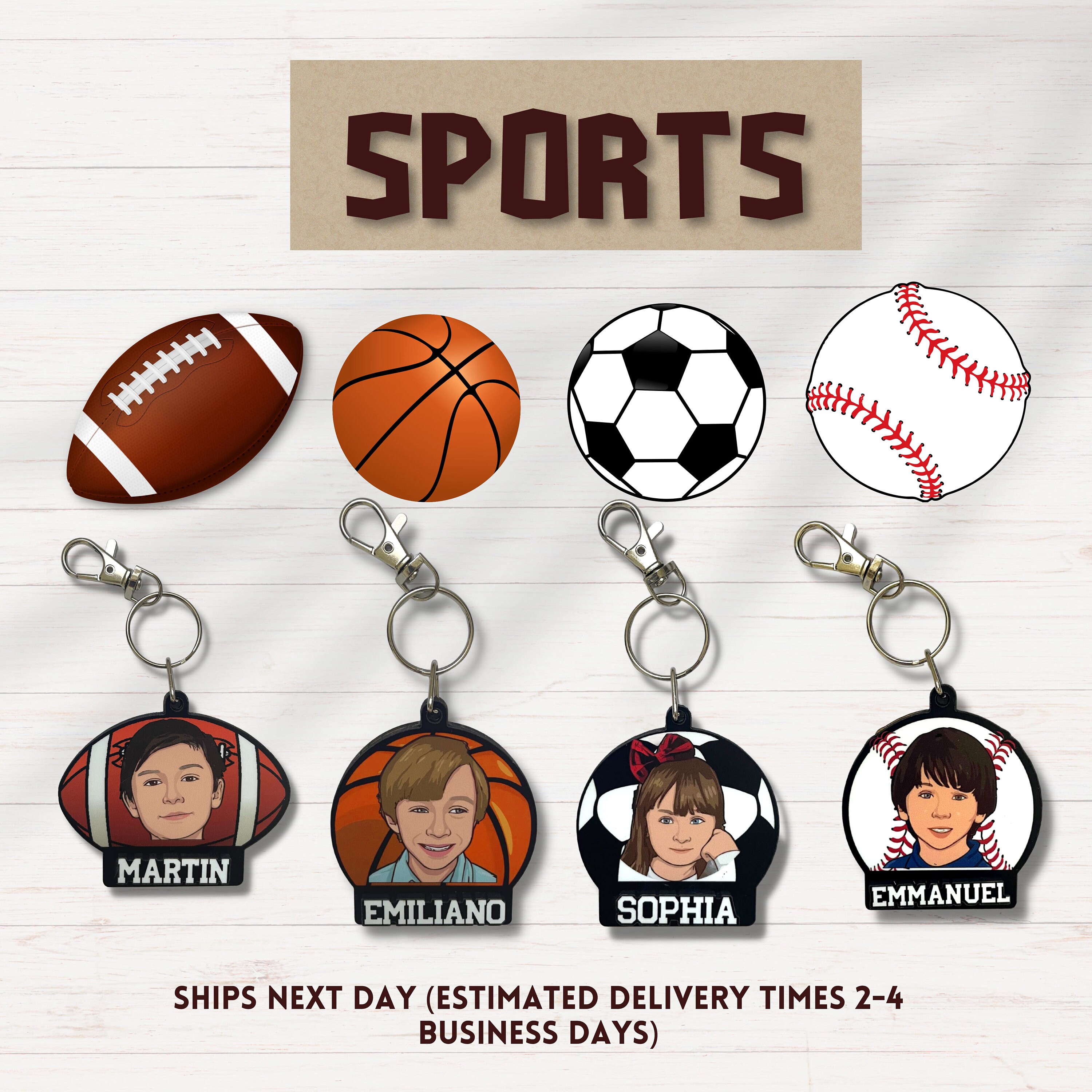 Baseball Keychain for Boys, Girls, Custom Photo Keychain with Name, Baseball Party Favors Gifts