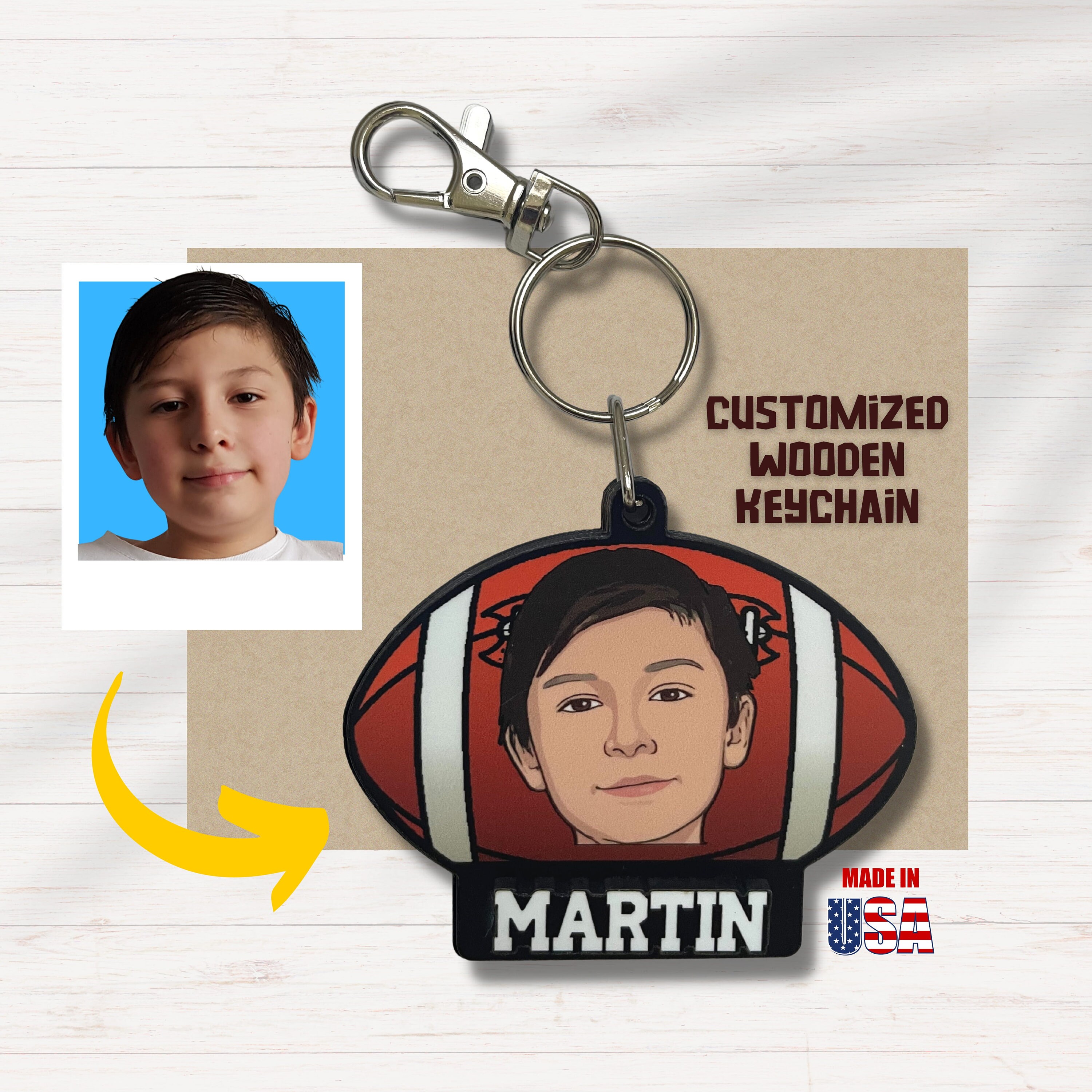 Baseball Keychain for Boys, Girls, Custom Photo Keychain with Name, Baseball Party Favors Gifts