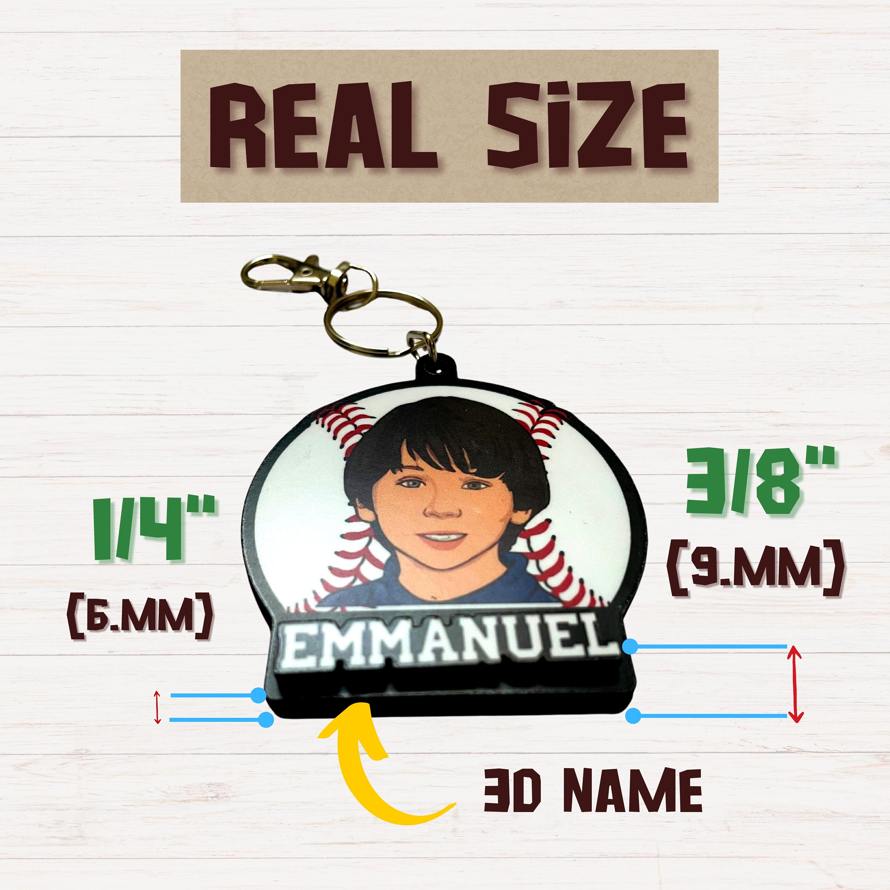 Baseball Keychain for Boys, Girls, Custom Photo Keychain with Name, Baseball Party Favors Gifts