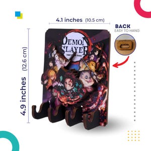 Demon Slayer Key Holder - Anime Wall Organizer - 3D Laser Cut MDF Wood Key Rack - Kimetsu no Yaiba Home Decor - Key hook