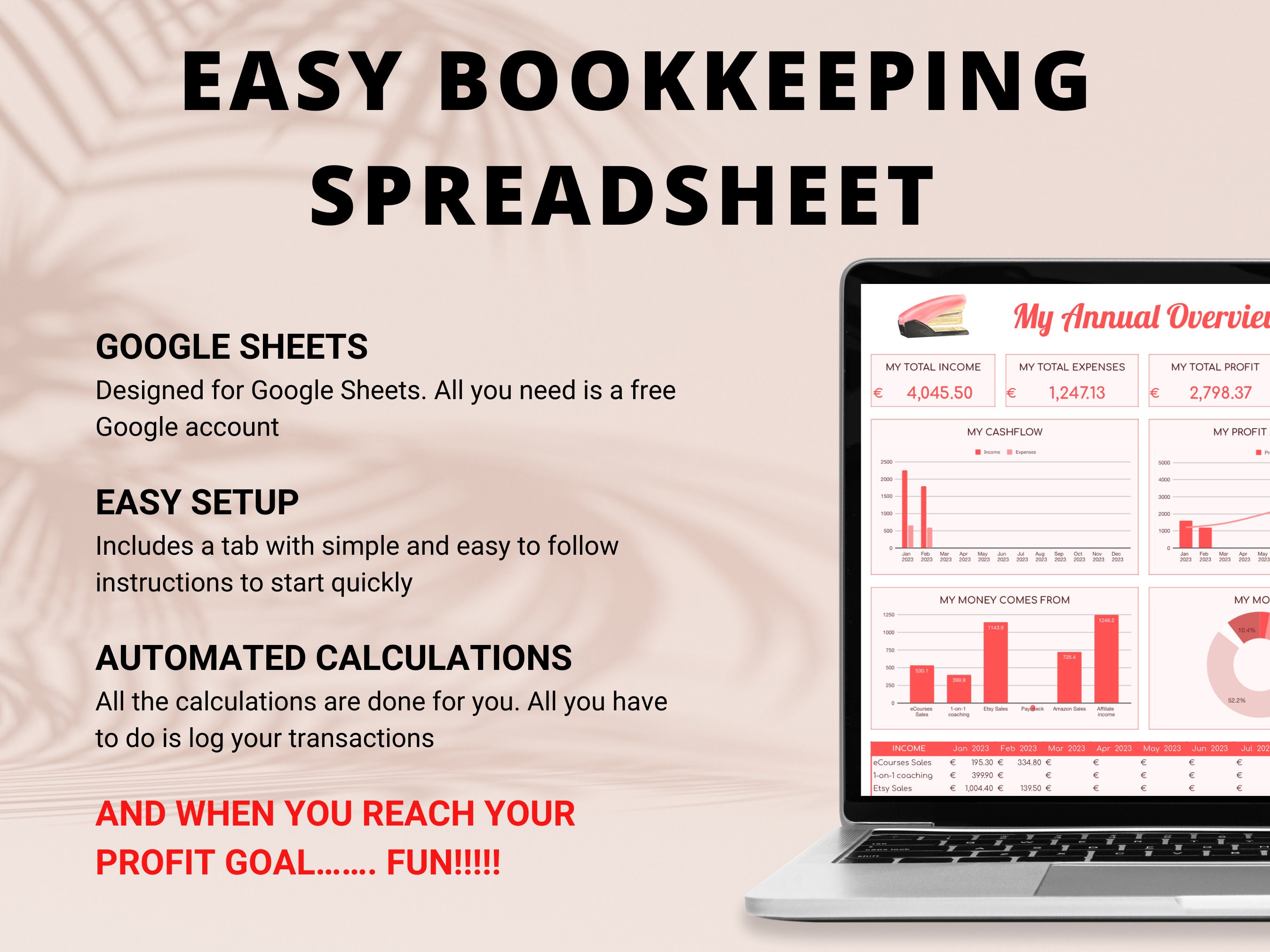 Simple Bookkeeping for Small Business Easy Bookkeeping Income and ...