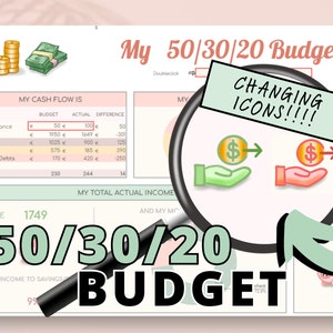 50/30/20 Budget Template Google Sheets | 503020 Monthly Budget Spreadsheet | 50 30 20 Budget Template Monthly Budget Planner Biweekly