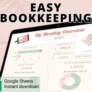 Easy Bookkeeping Template | Book Keeping Spreadsheet | Bookkeeping Small Business | Expense Spreadsheet | Accounting Template | Google Sheet